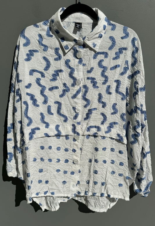 Circle Banded Shirt Blue Squiggle