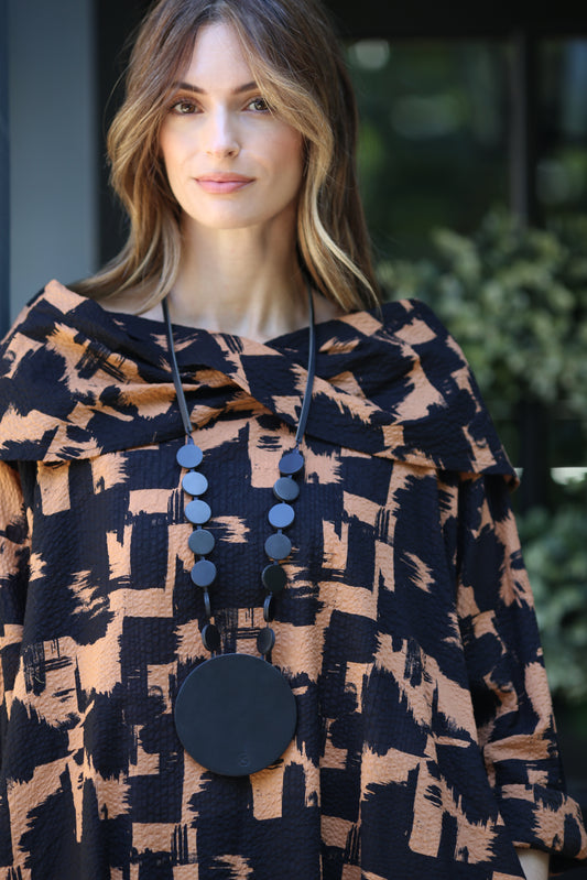 Matte Black Large Circle Necklace
