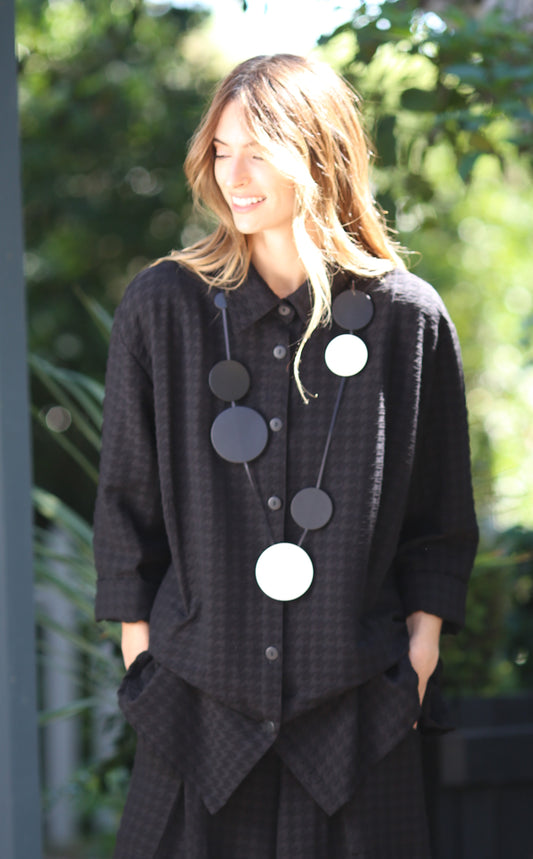 Orbit Matte Black White Necklace