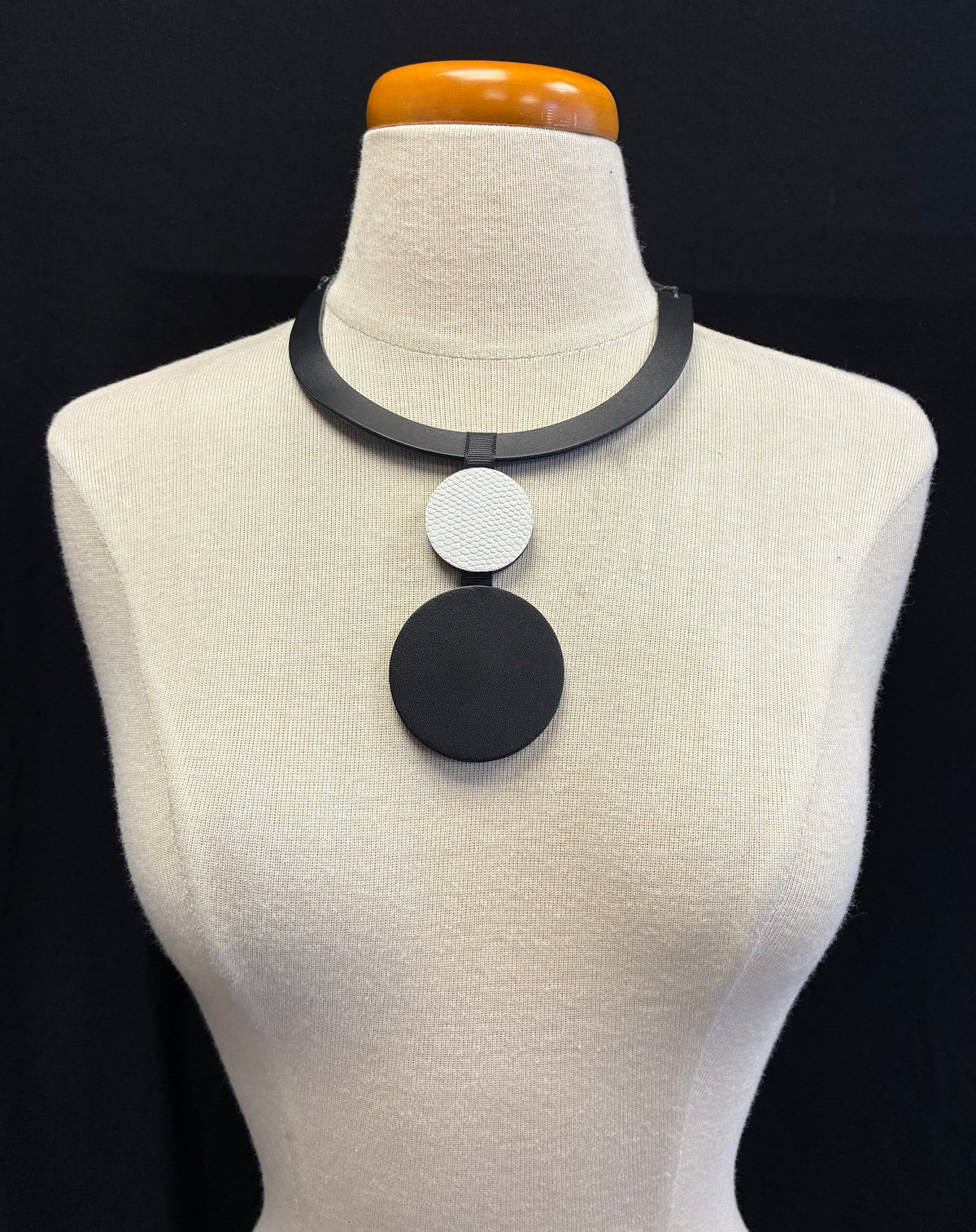 Matte Black White Circle Pendant