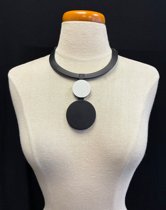 Matte Black White Circle Pendant