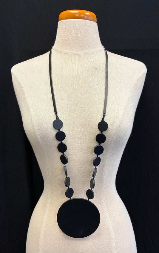 Matte Black Large Circle Necklace