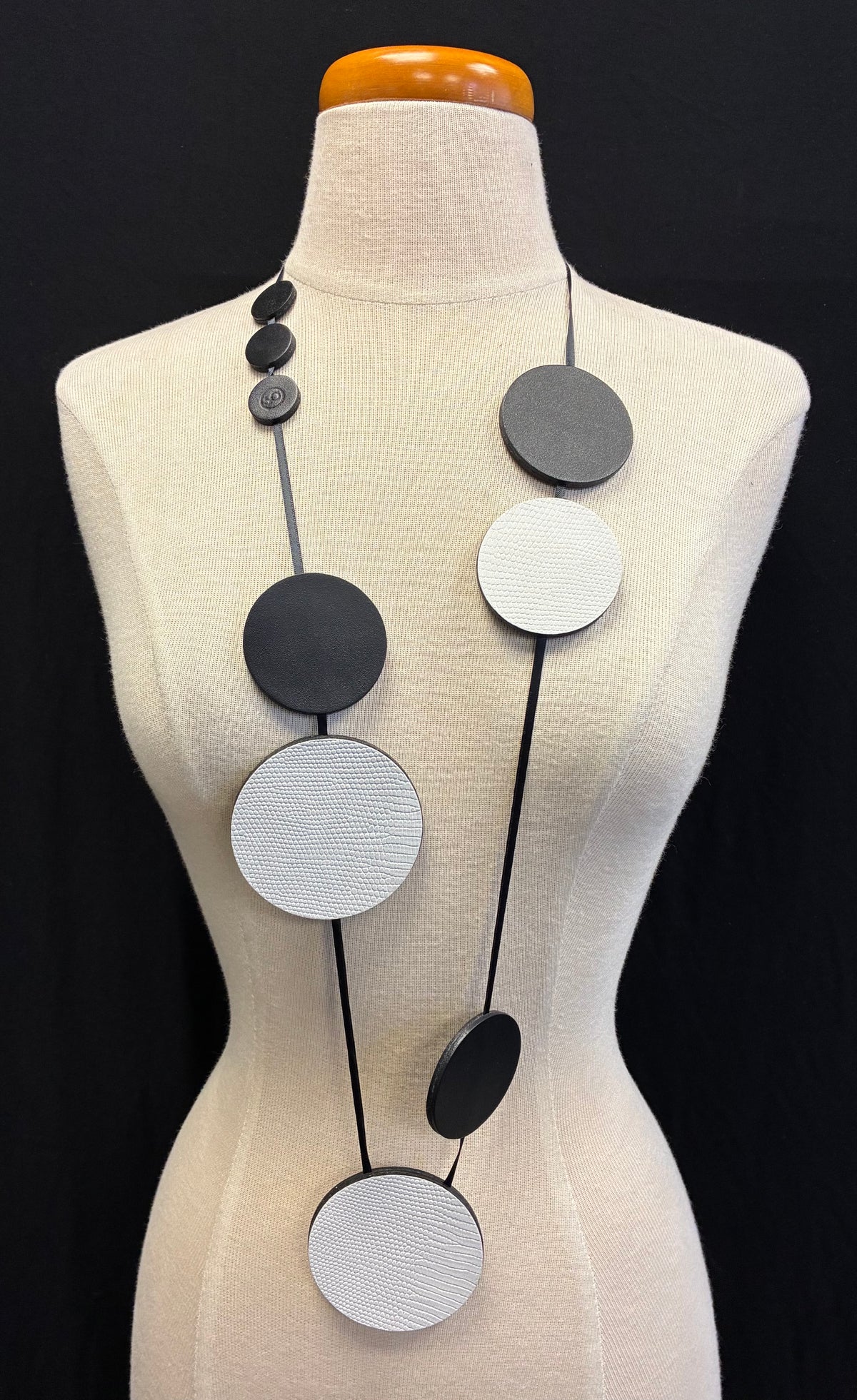 Orbit Matte Black White Necklace