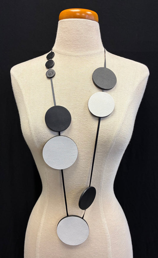 Orbit Matte Black White Necklace