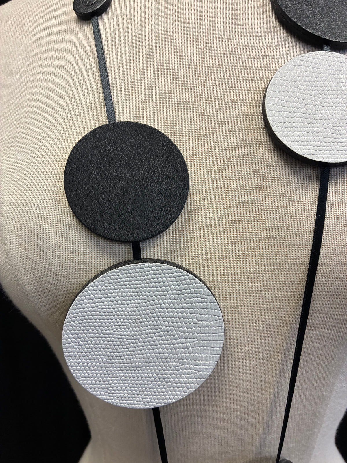 Orbit Matte Black White Necklace