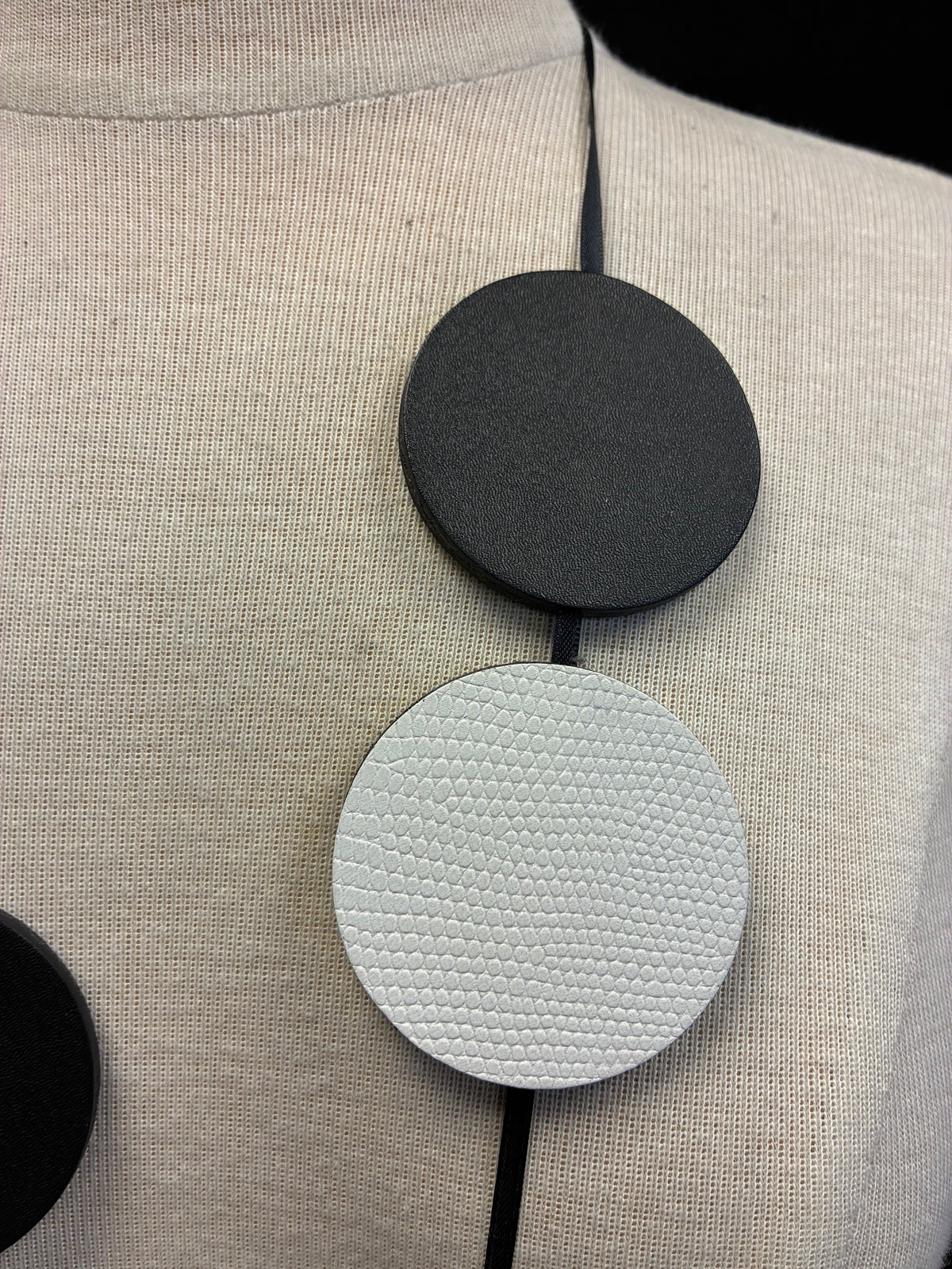 Orbit Matte Black White Necklace