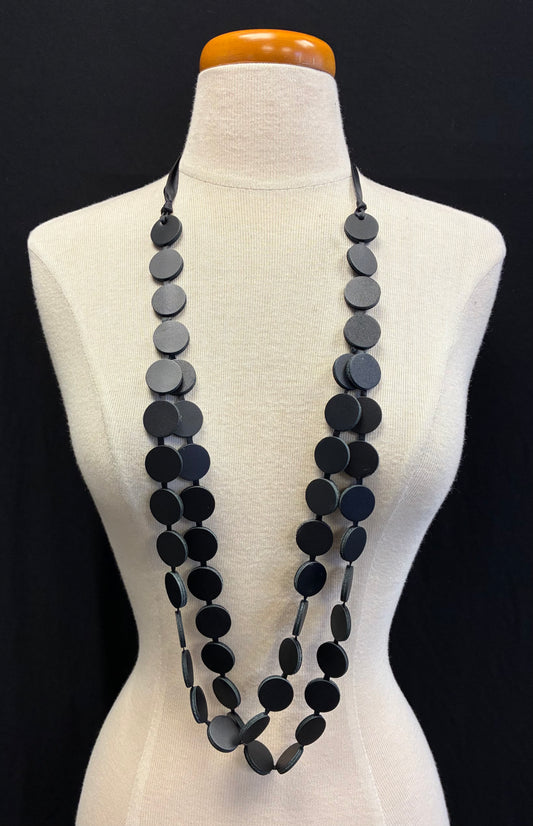 Matte Black Double Strand Necklace